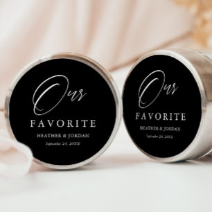 Black Our Favourite Wedding Treat Box  Classic Round Sticker