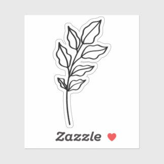black outline Leaf Glossy White Vinyl