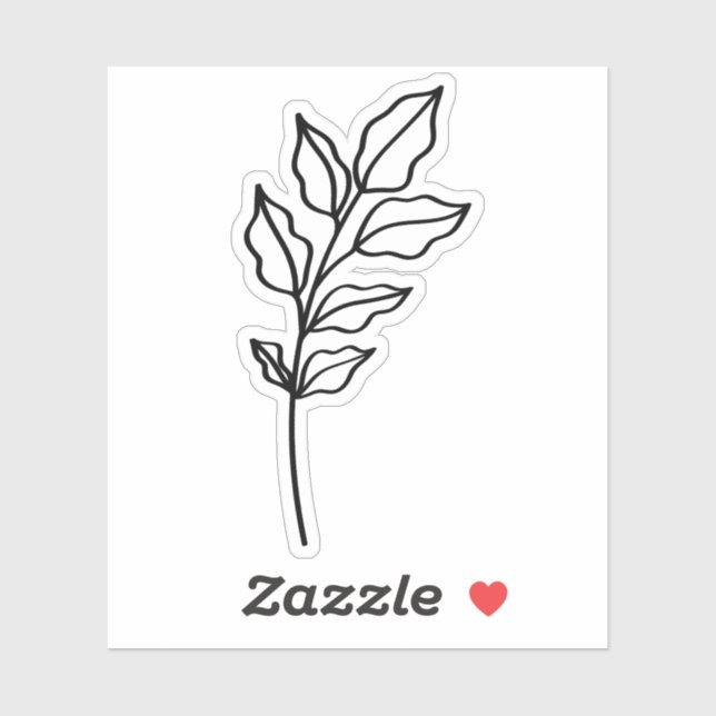 black outline Leaf Glossy White Vinyl (Sheet)