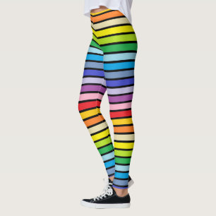 Black Outlined Broader Spectrum Rainbow Stripes Leggings