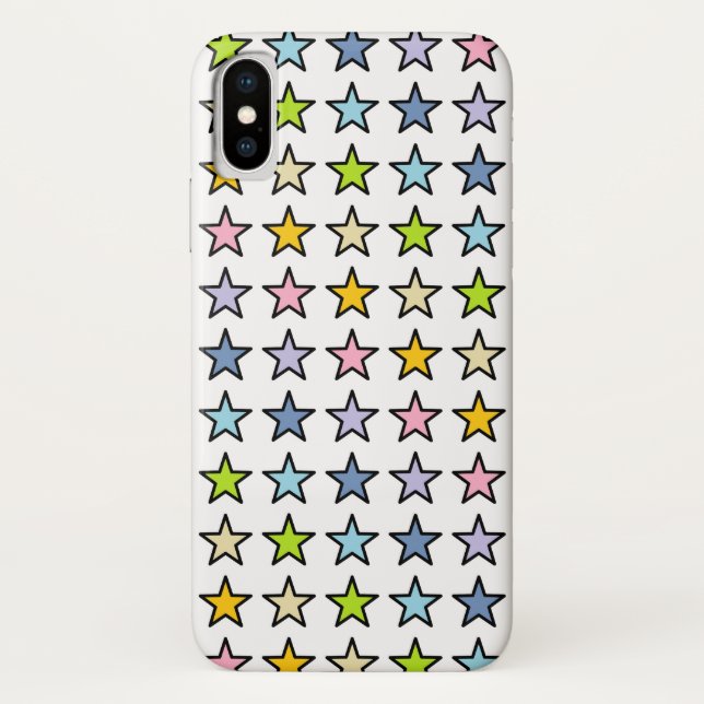 Black Outlined Pastel Rainbow Stars Case-Mate iPhone Case (Back)