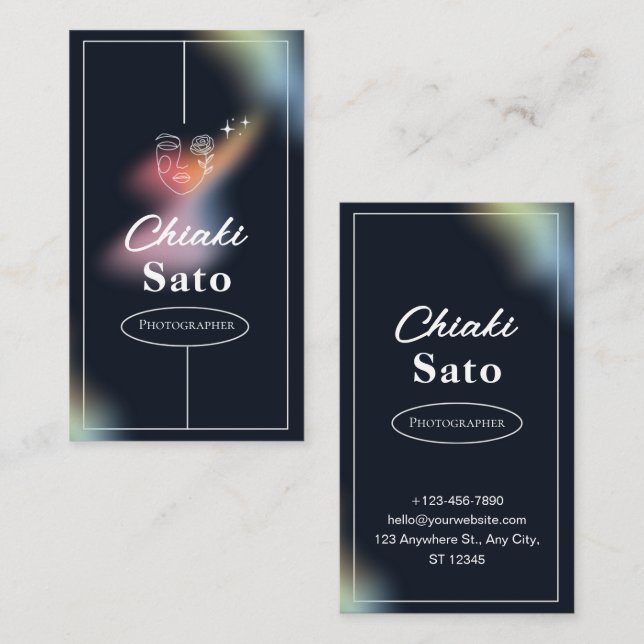 Black Overlay Minimalist Photographer  Business Card (Front/Back)