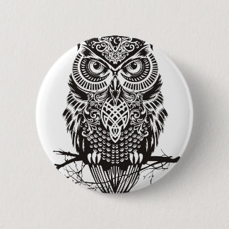 Black Owl 2 Inch Round Button