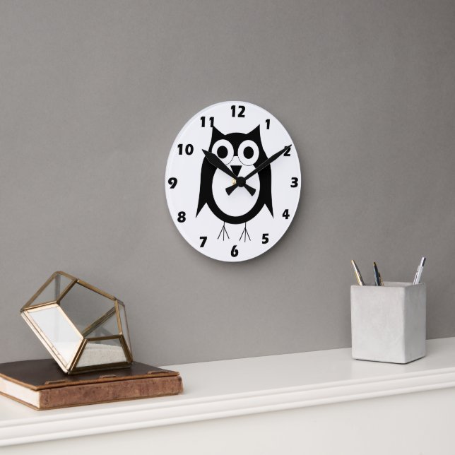 Black Owl Design Wall Clock (Office)