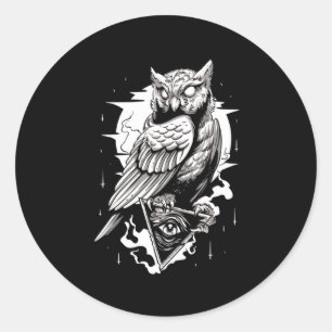 Black Owl Tatto Illuminati Classic Round Sticker