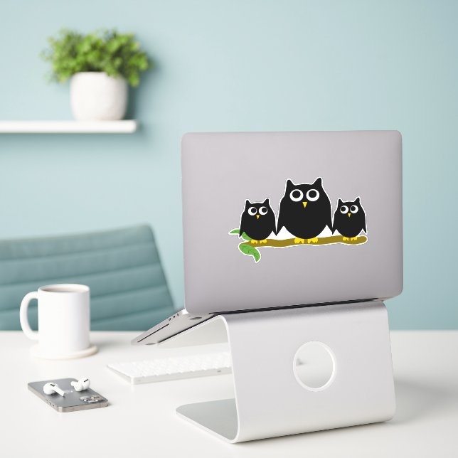 Black Owls Design (Laptop On Desk)
