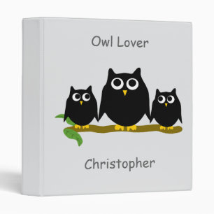 Black Owls Design Any Colour Background Binder