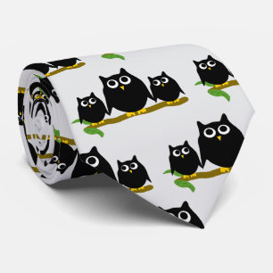 Black Owls Design Any Colour Background Tie