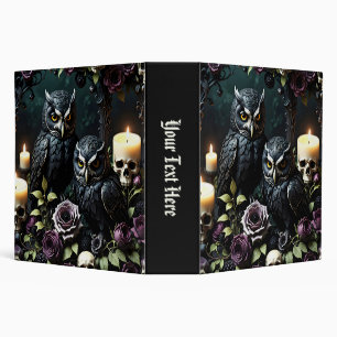 Black Owls Skulls and Candles Gothic Binder