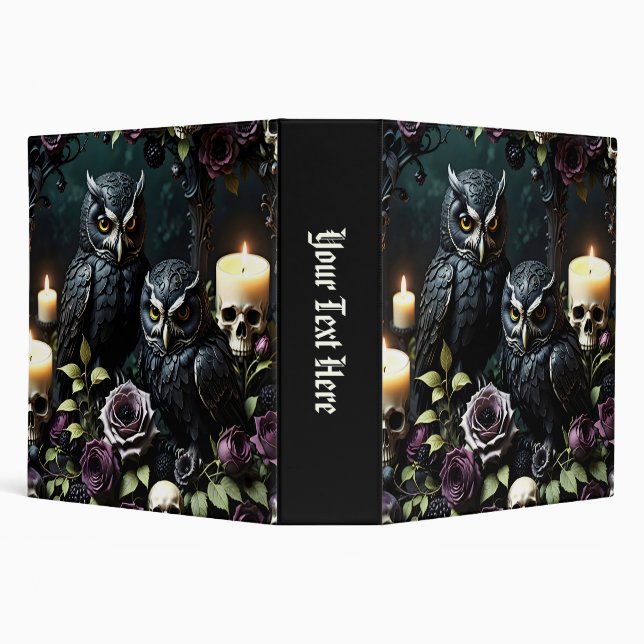 Black Owls Skulls and Candles Gothic Binder (Background)