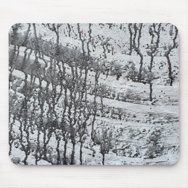 black paint drip on concrete mouse pad (Front)