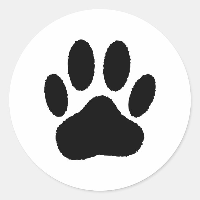Black Paint Paw Print Classic Round Sticker (Front)