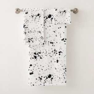 Black Paint Splatter Pattern Bath Towel Set