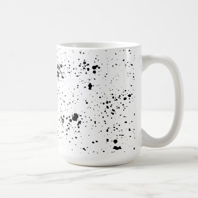 Black Paint Splatter Pattern Coffee Mug (Right)