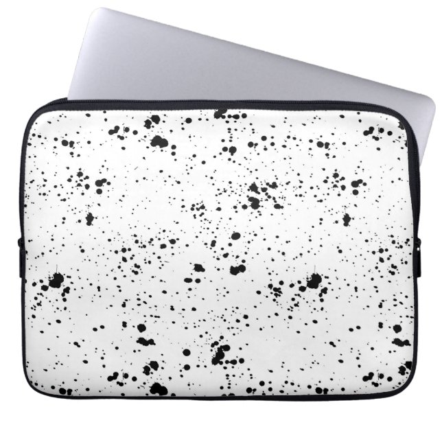 Black Paint Splatter Pattern Laptop Sleeve (Front)