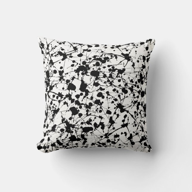 Black Paint Splatter Pillow (Front)