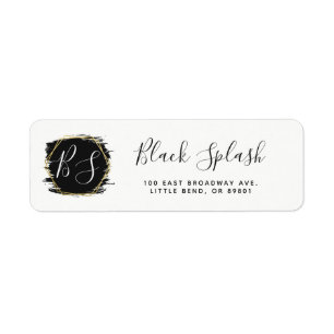 Black Paint Stroke & Modern Gold Adresse de retour