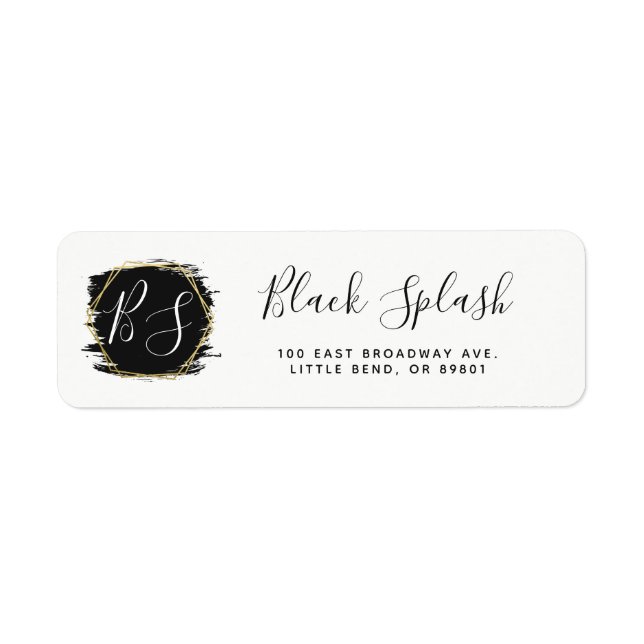 Black Paint Stroke & Modern Gold Return Address (Front)