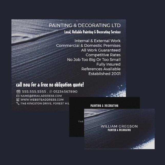 Black Paint Stroke, Painter & Decorator Business Card (Creator Uploaded)