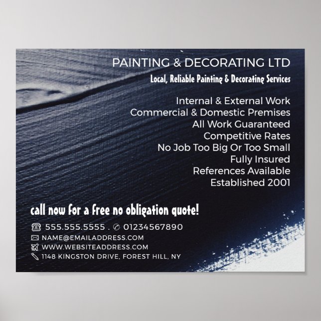 Black Paint Stroke, Painter & Decorator Poster (Front)
