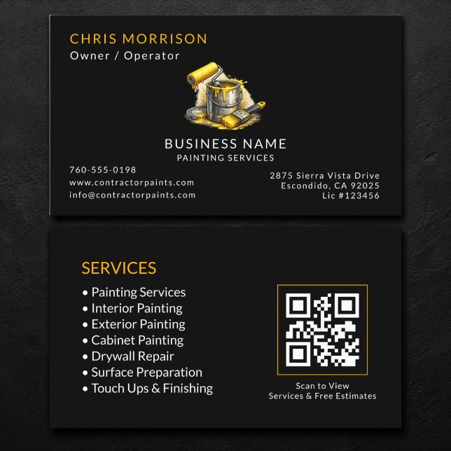 Black Painter Services QR Code Business Card (Creator Uploaded)