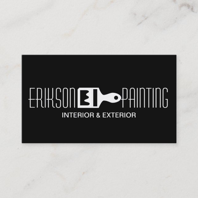 Black Painting Painter Construction Business Card (Front)