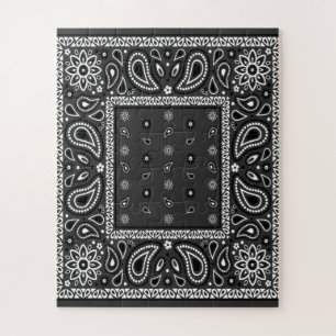 Black Paisley Bandana Birthday Hip Hop Rap Scarf Jigsaw Puzzle