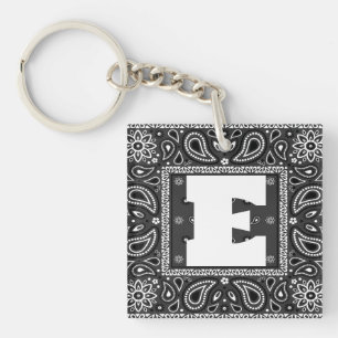 Black Paisley Bandana Birthday Hip Hop Rap Scarf Keychain