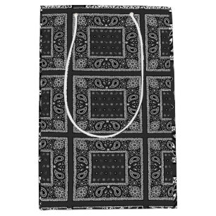 Black Paisley Bandana Birthday Hip Hop Rap Scarf Medium Gift Bag