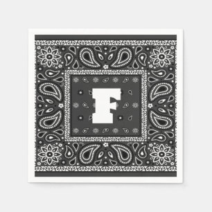 Black Paisley Bandana Birthday Hip Hop Rap Scarf Napkin