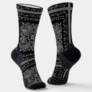 Black Paisley Bandana Print  Socks