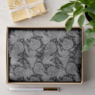 Black paisley damask floral oriented ethnic tissue paper