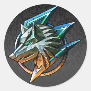 BLACK PAISLEY GAMING WOLF CLASSIC ROUND STICKER
