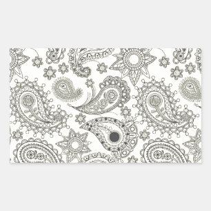 Black Paisley on White Sticker
