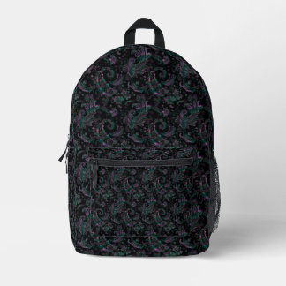 Black Paisley Printed Backpack