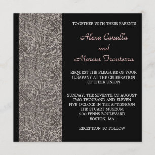 Black Paisley Wedding Invitation
