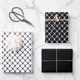 Black Palestinian Keffiyeh Pattern Design Wrapping Paper Sheet