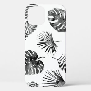 Black palm leaves: vintage seamless. iPhone 12 case