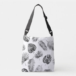 Black palm leaves: vintage seamless. crossbody bag