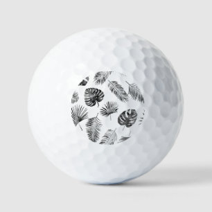 Black palm leaves: vintage seamless. golf balls