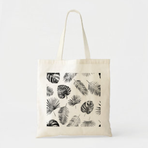 Black palm leaves: vintage seamless. tote bag