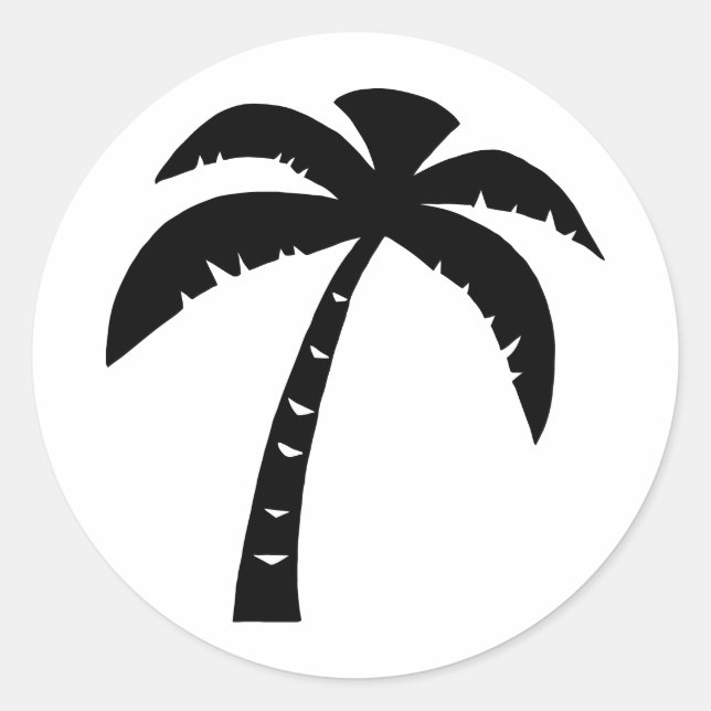 Black Palm Tree Classic Round Sticker (Front)