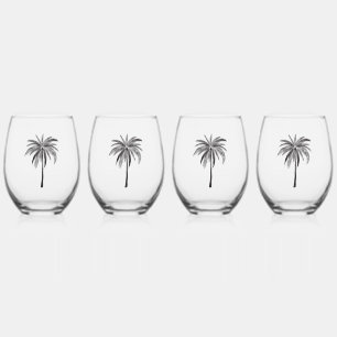 Black Palm Tree Glass Tumbler