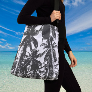 Black Palm Trees Large Crossbody Bag