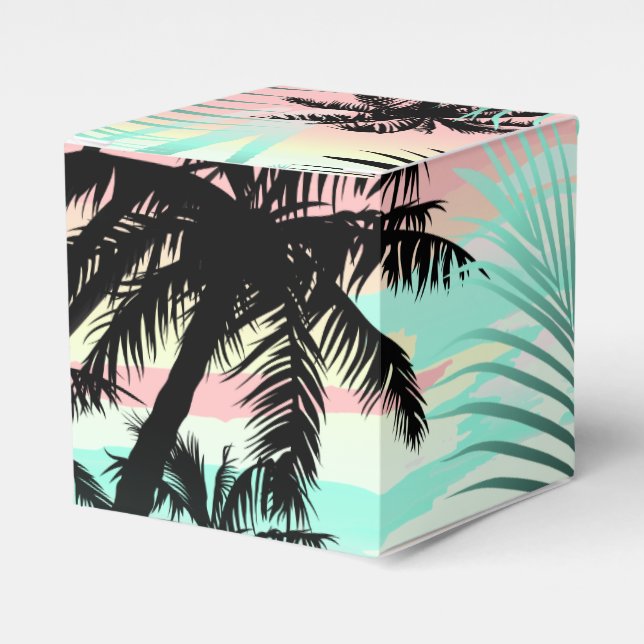 Black palms at sunset favor box (Front Side)