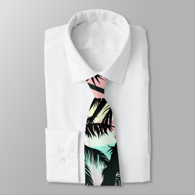 Black palms at sunset tie (Tied)
