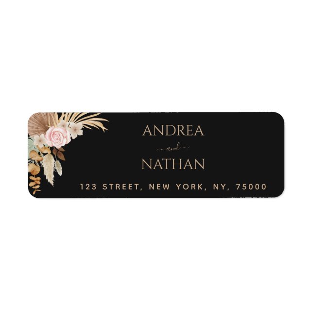 Black Pampas Grass Dried Floral Botanical Wedding (Front)