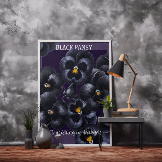 Black Pansy Dark Flowers Affirmation Poster