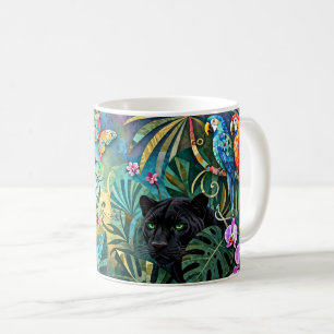Black Panther Africa Cheerful Collage Style Jungle Coffee Mug