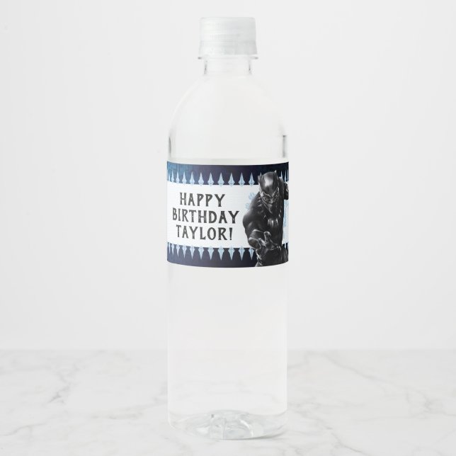 Black Panther | Birthday Water Bottle Label (Front)